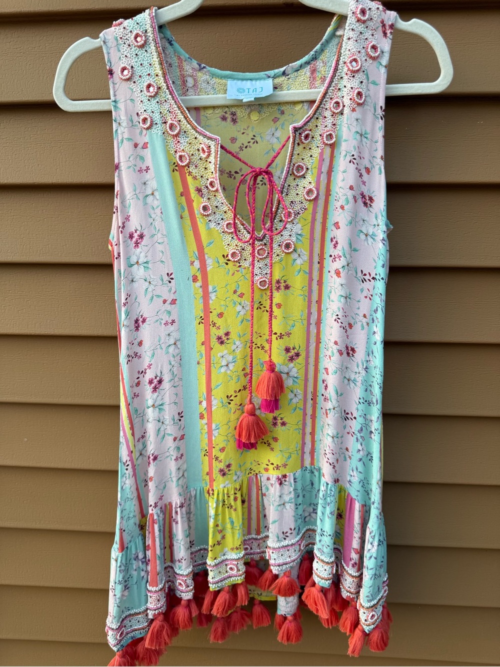 TAJ by Sabrina Crippa Embellished Tassel Mini Dress